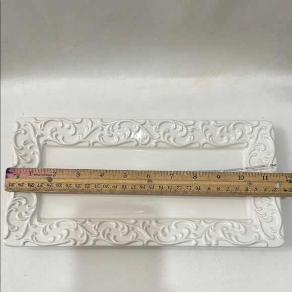 Handmade Italy Elegant White Rectangular Bread Serving Platter Vanity Bath Tray - Picture 5 of 9
